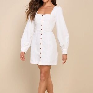 31. Lulu’s Off White Corduroy Dress Women’s Size M NWT Casual Button Front